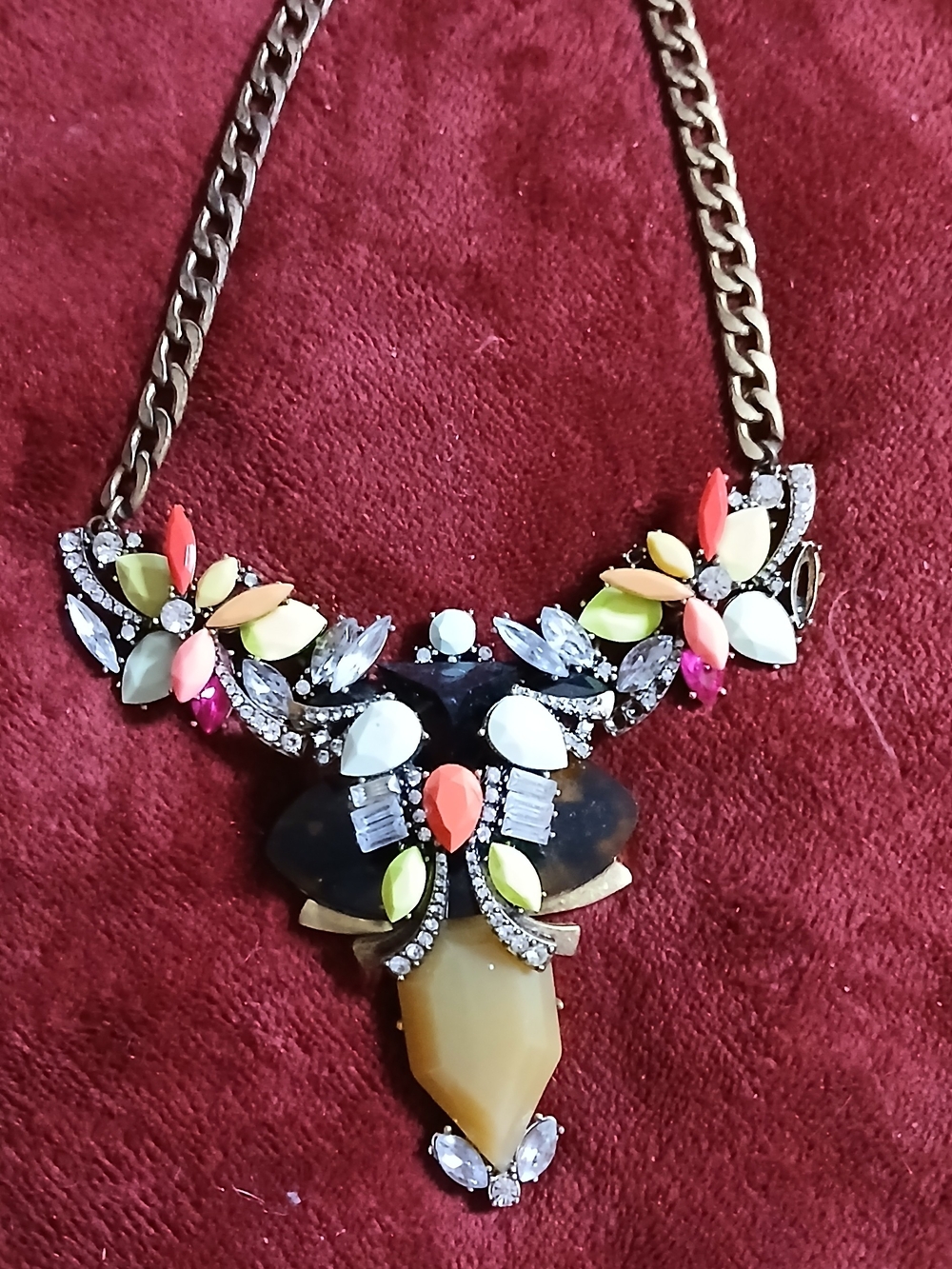 J. Crew Multicolor Floral Crystal Statement Necklace